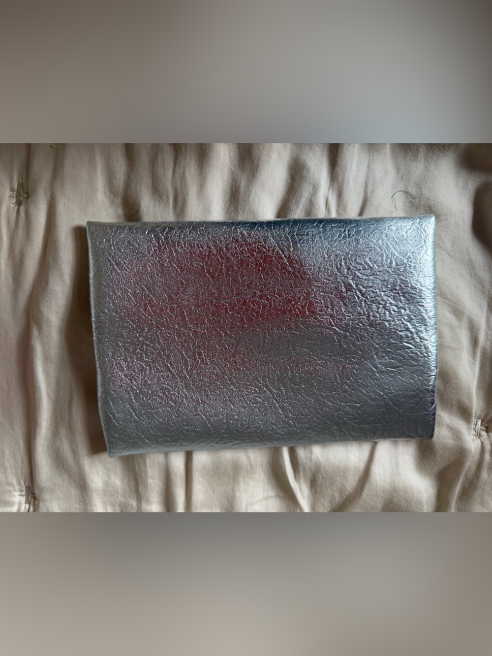 ipsy Metallic Silver Toiletry Pouch with Navy Zipper Pull - Picture 5 of 5